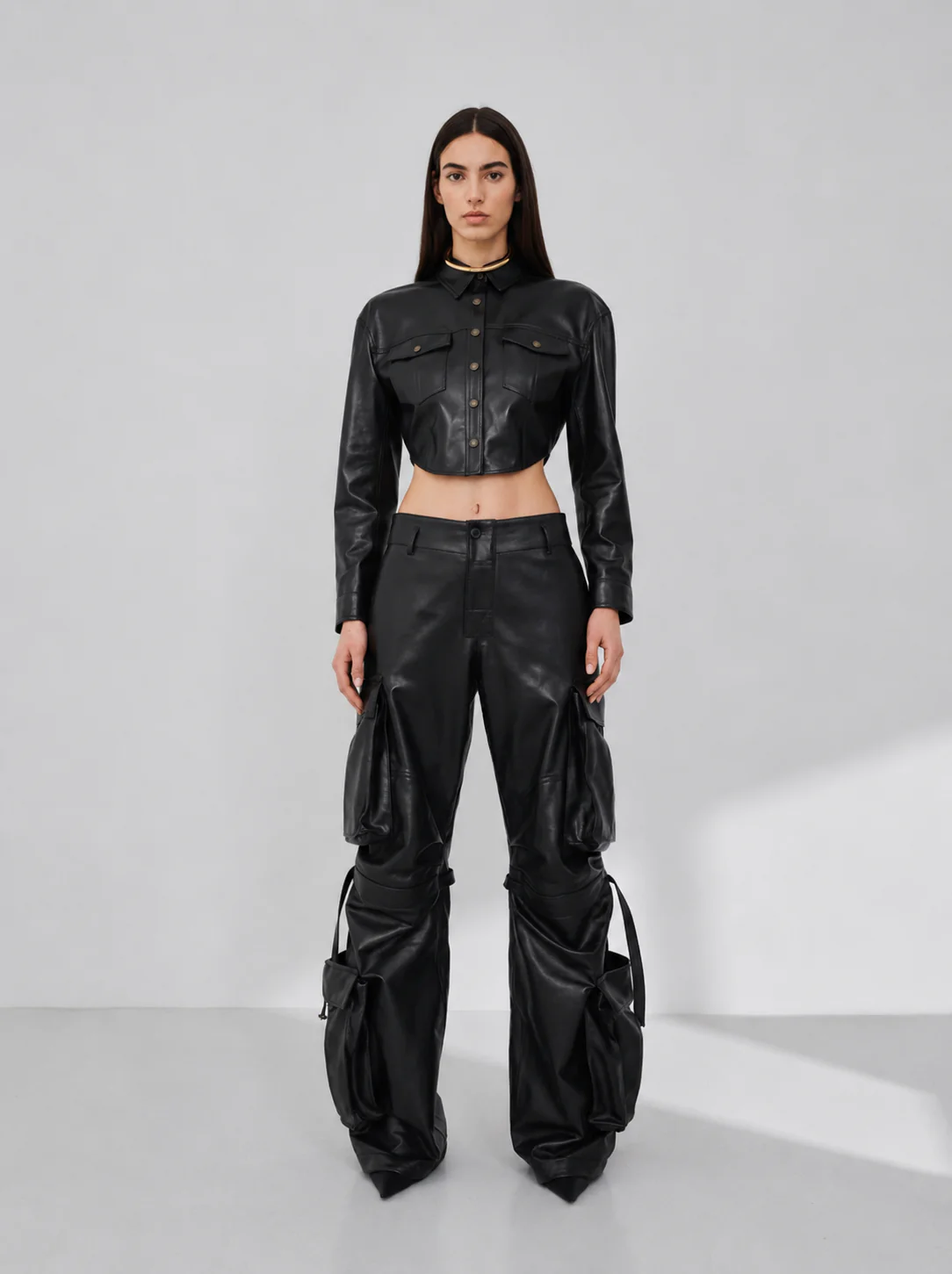 LILLY - MULTI POCKET LEATHER CARGO PANTS