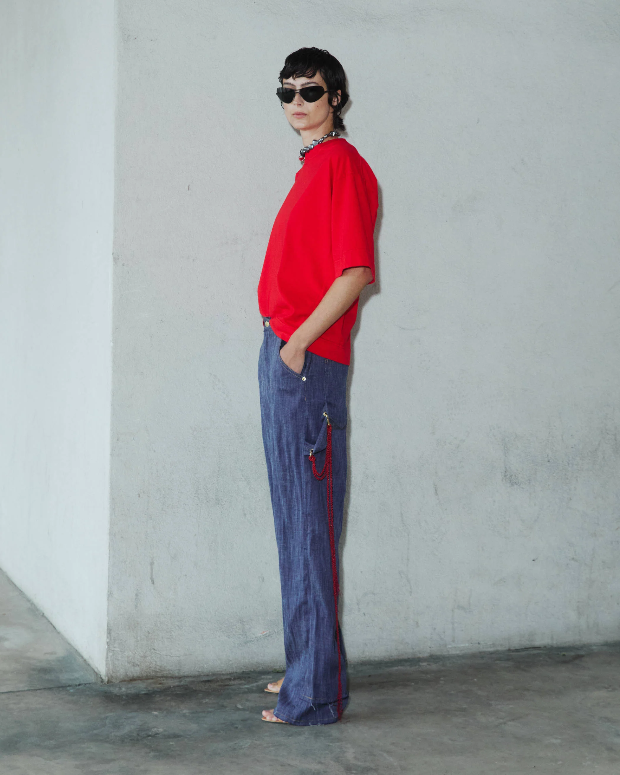 LISA - CHAIN ADORNED LOOSE FIT CARPENTER DENIM - Image 2