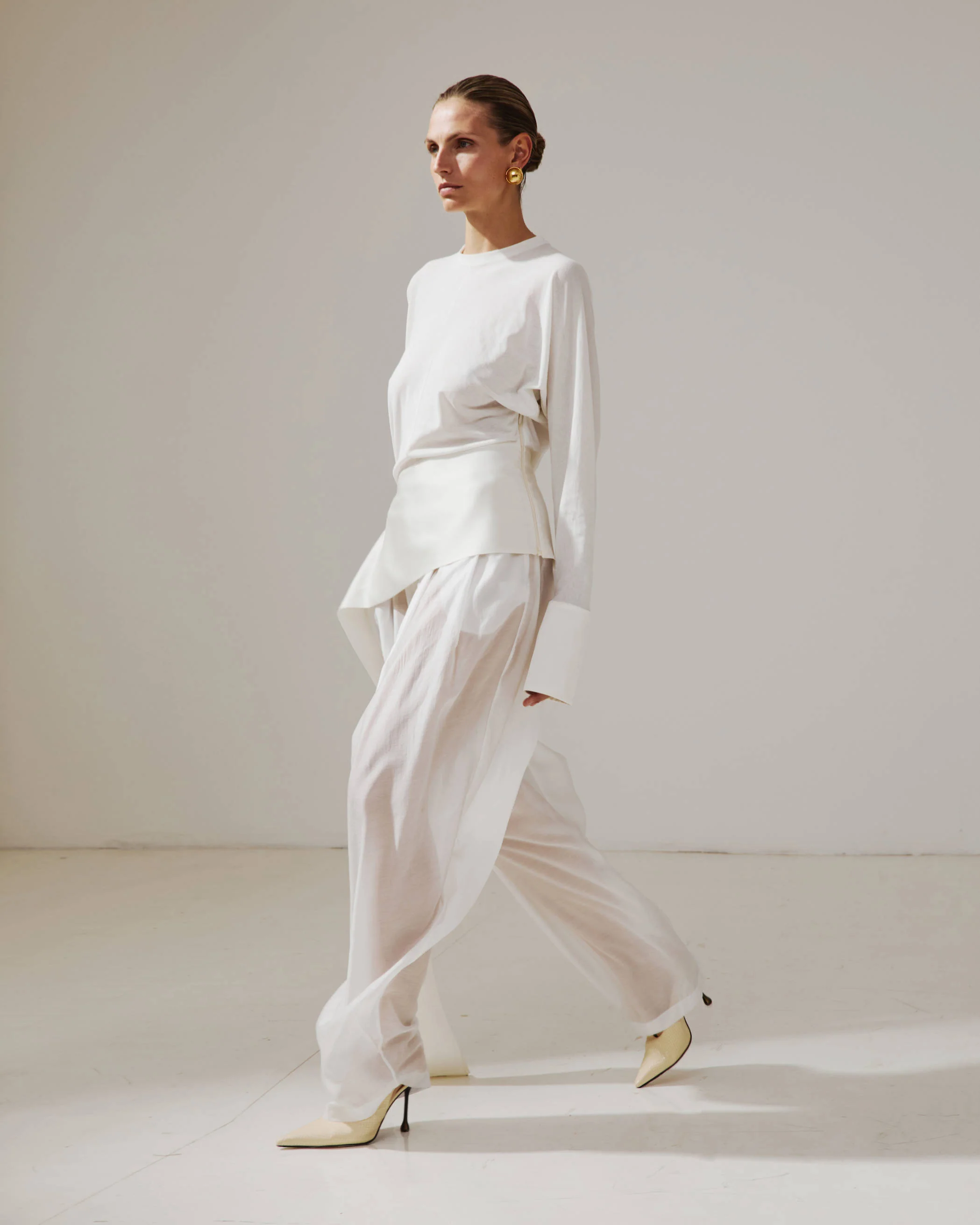 LUNA - JERSEY TOP WITH DROPPED SATIN DETAILS - Image 2