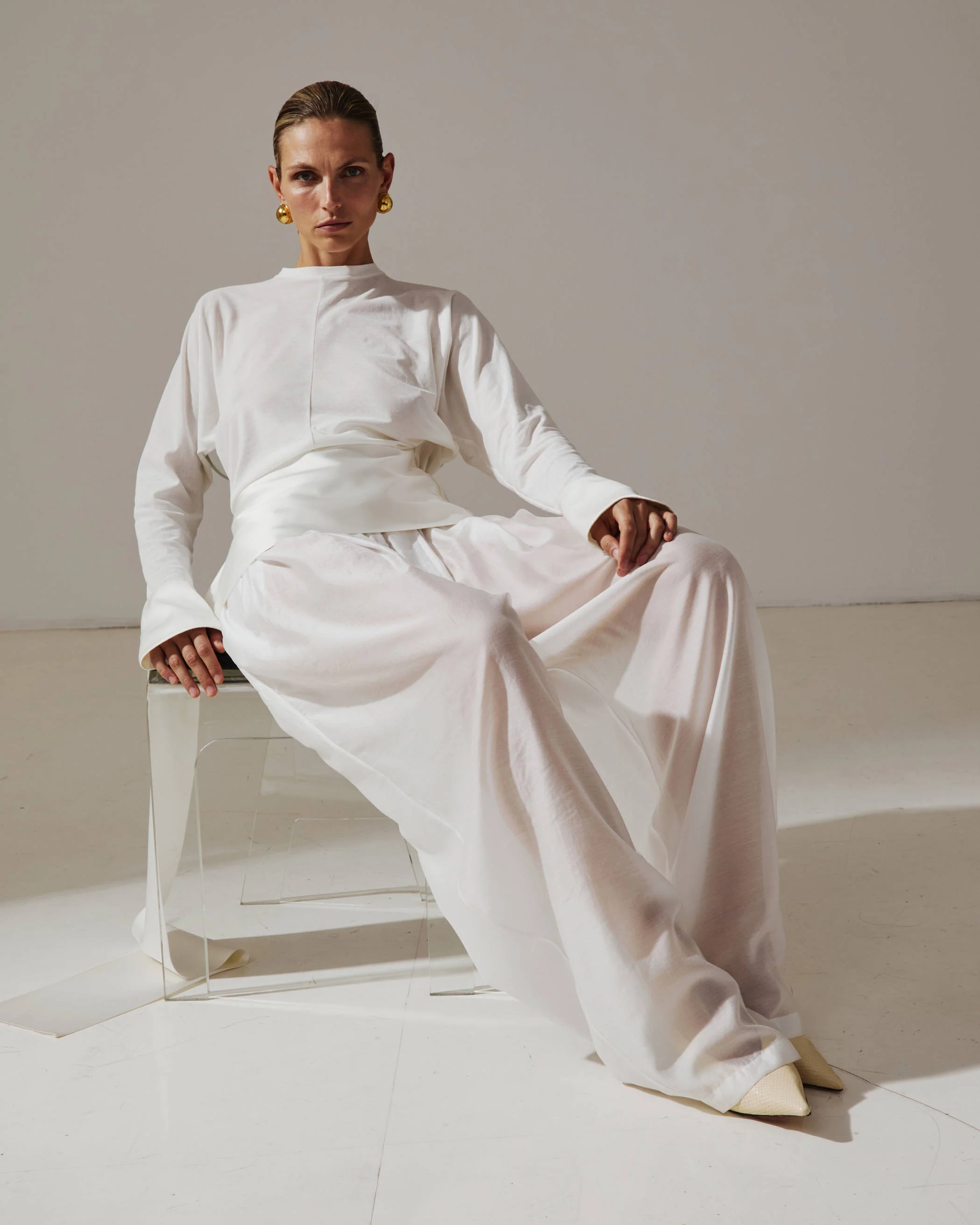 LUNA - JERSEY TOP WITH DROPPED SATIN DETAILS - Image 3