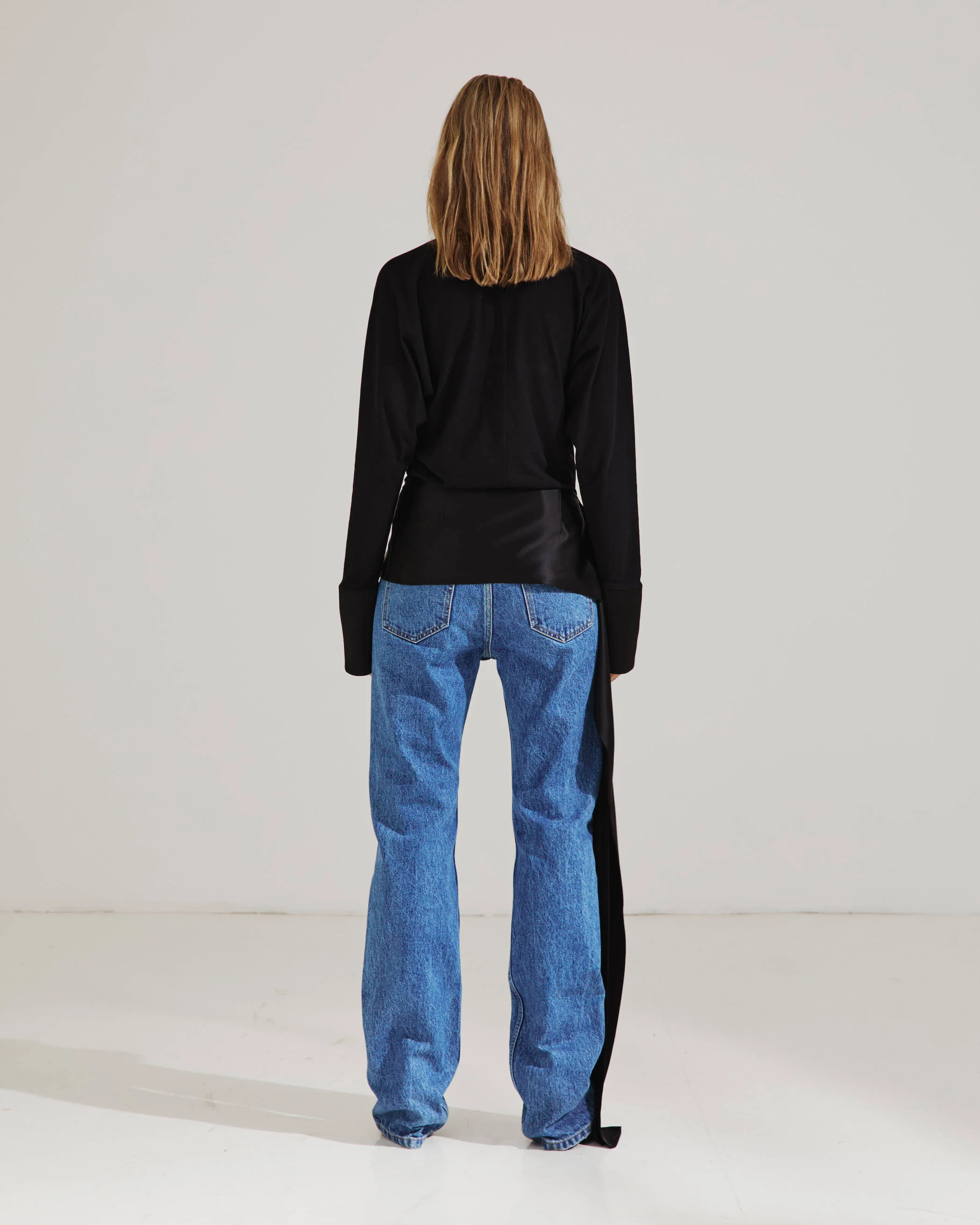 LUNA - JERSEY TOP WITH DROPPED SATIN DETAILS - Image 3