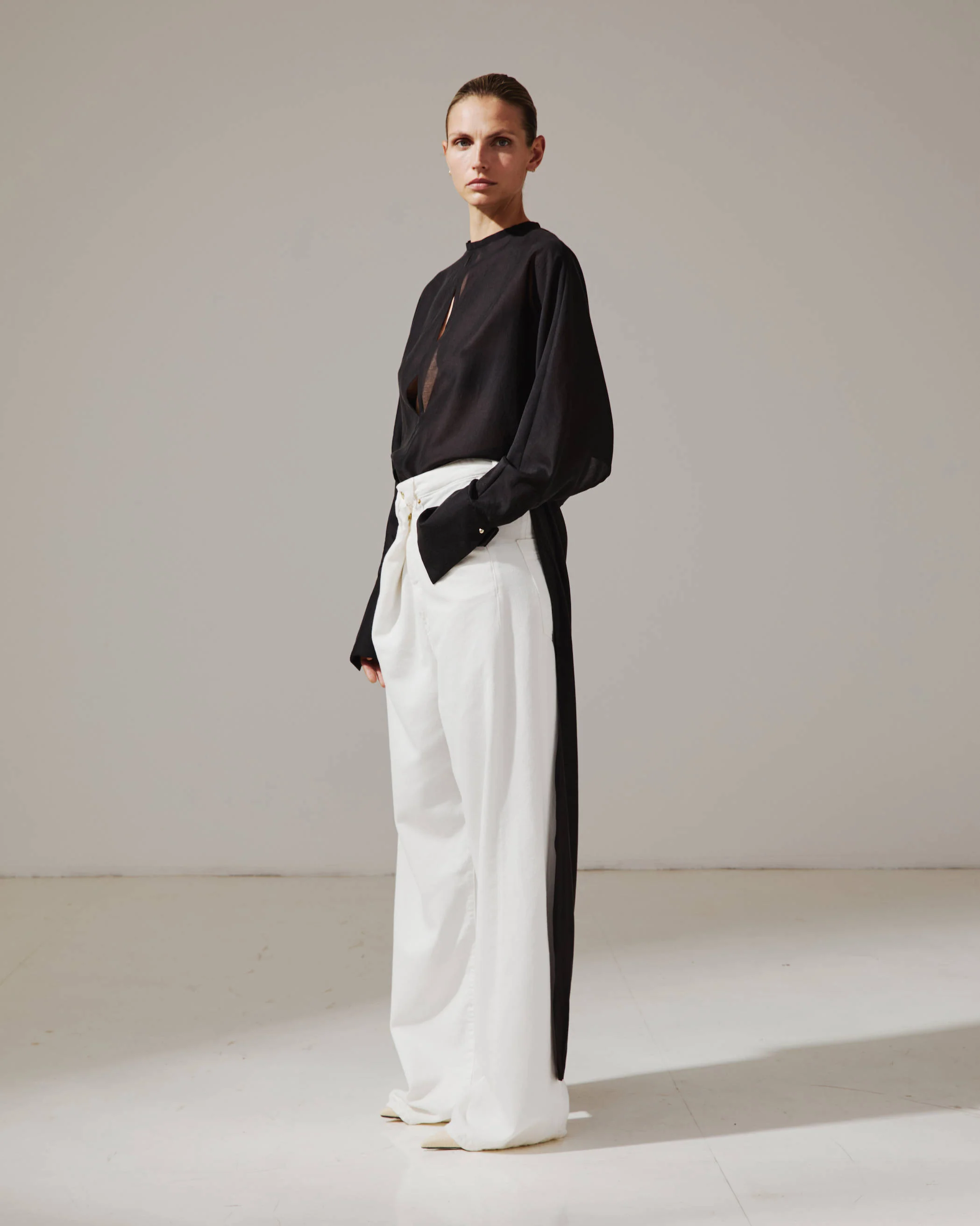 MARINE - KEYHOLE NECKLINE VOILE SHIRT - Image 2