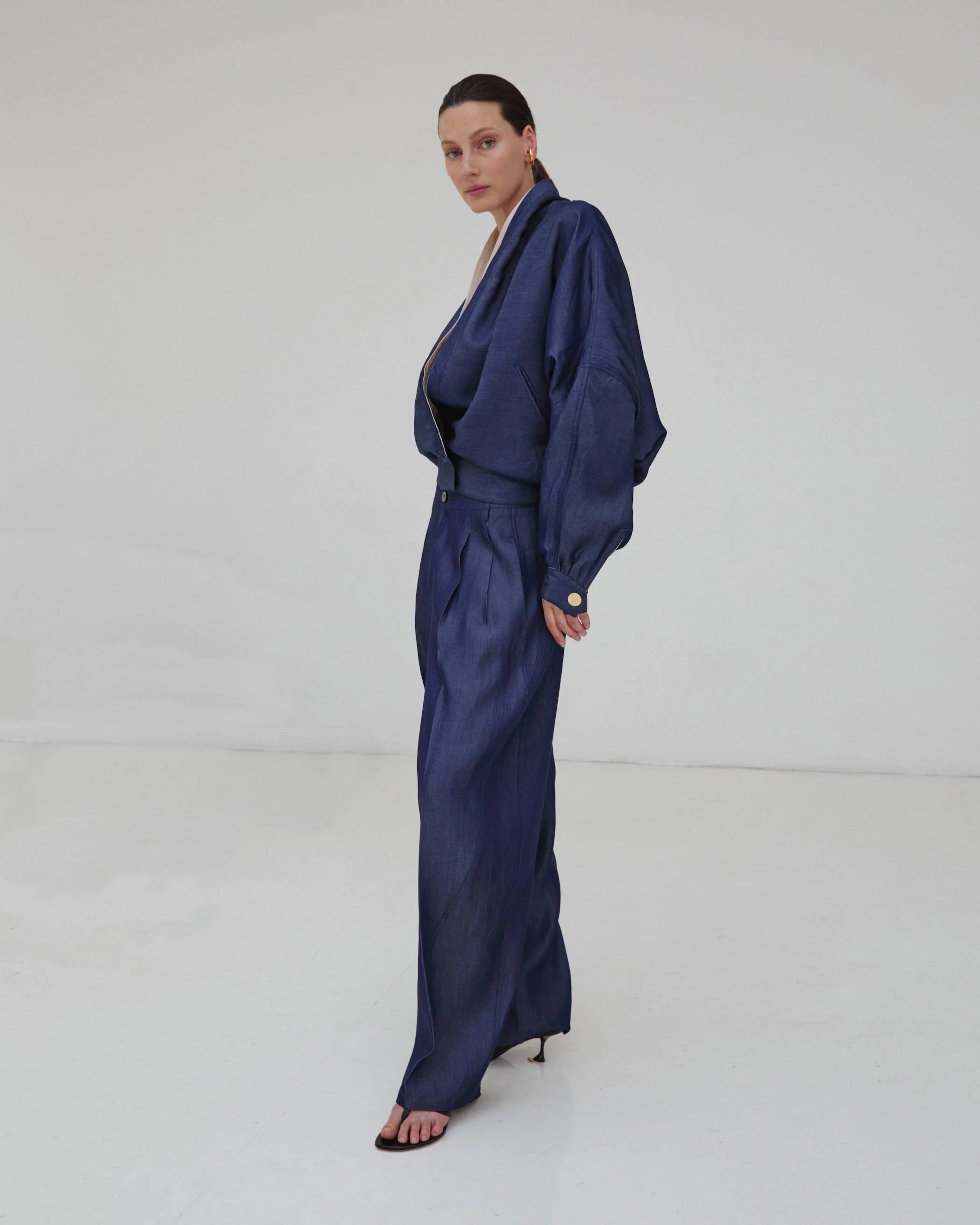PHEBE - LIGHT CHAMBRAY WIDE-LEG PANTS - Image 2